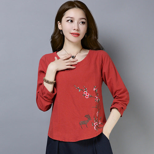 2019 Women's Embroidered Chinese Top