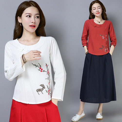 2019 Women's Embroidered Chinese Top