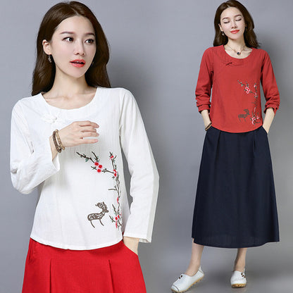 2019 Women's Embroidered Chinese Top